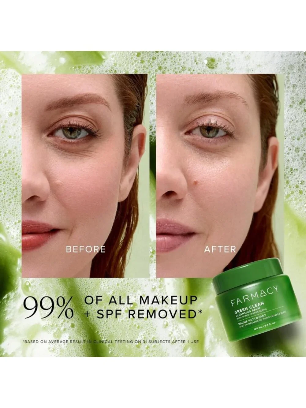 Gentle Cleansing Balm & Oil Makeup Remover - Hydrating Green Clean Formula